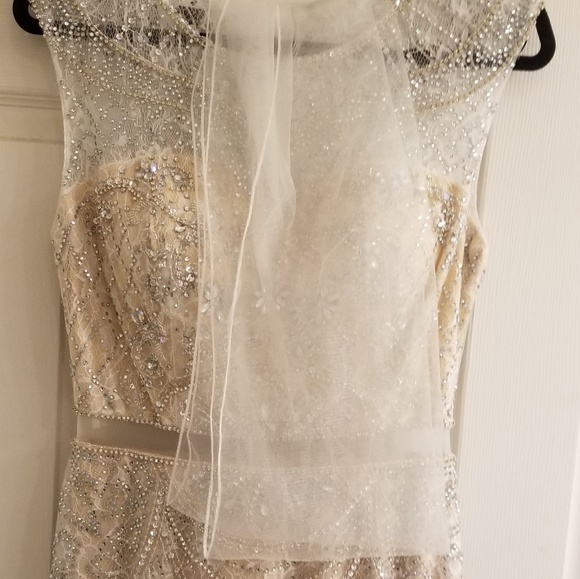 Beautiful champagne/nude embellished prom dress - Picture 7 of 8